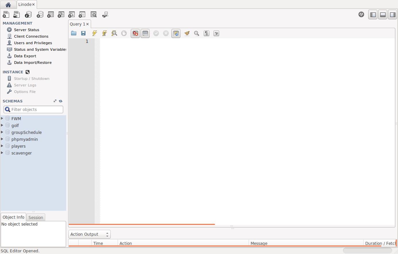 The database screen The database screen