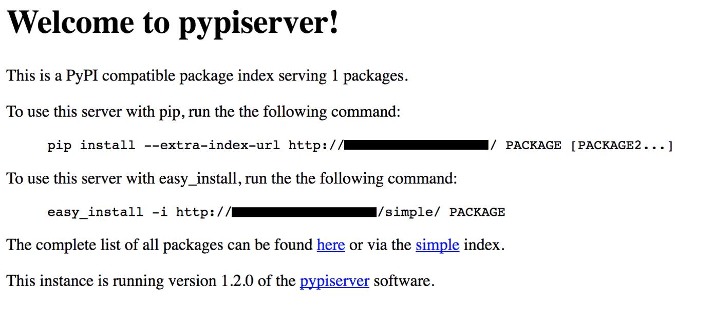 home page of the server pypiserver home