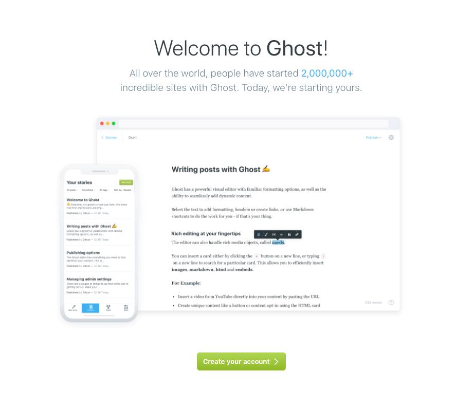 Ghost Welcome Screen Ghost Welcome Screen
