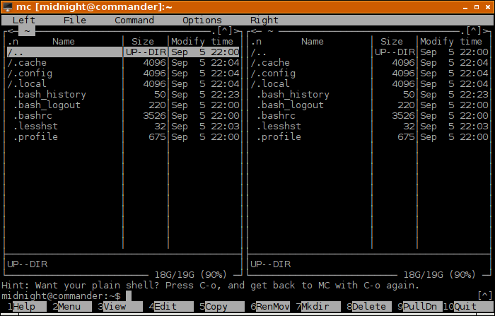 Midnight Commander - No Color Mode Midnight Commander - No Color Mode