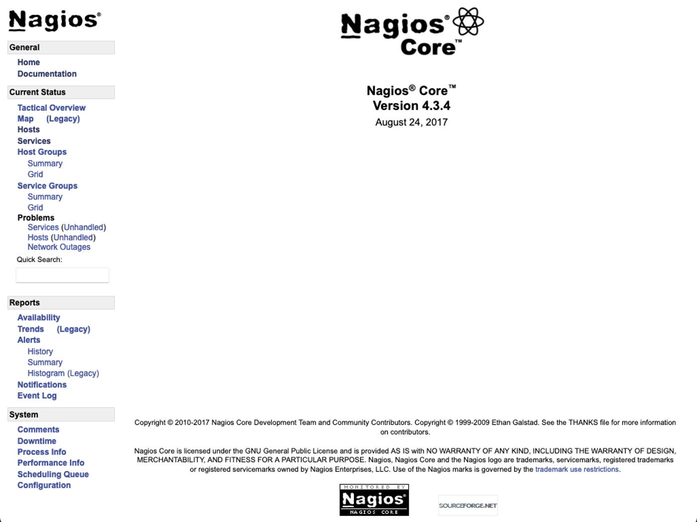 Landing page for Nagios Landing page for Nagios