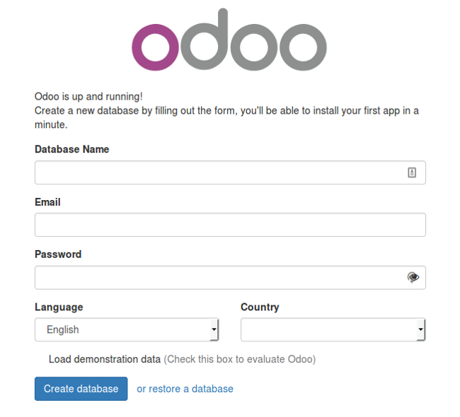 Odoo 10 database creation Odoo 10 database creation