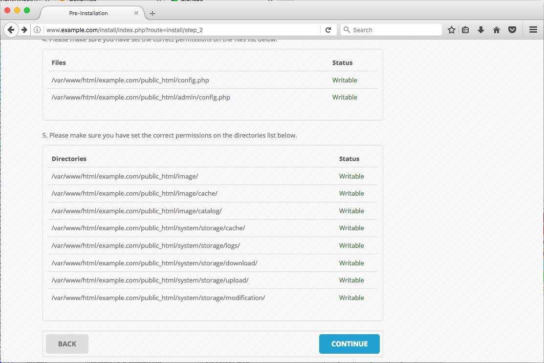 OpenCart Installer Page 2. OpenCart Installer Page 2.
