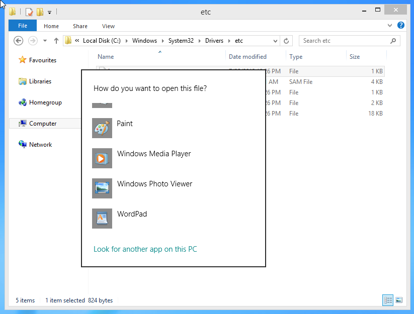 Windows asks what program to open the file in. Windows asks what program to open the file in.