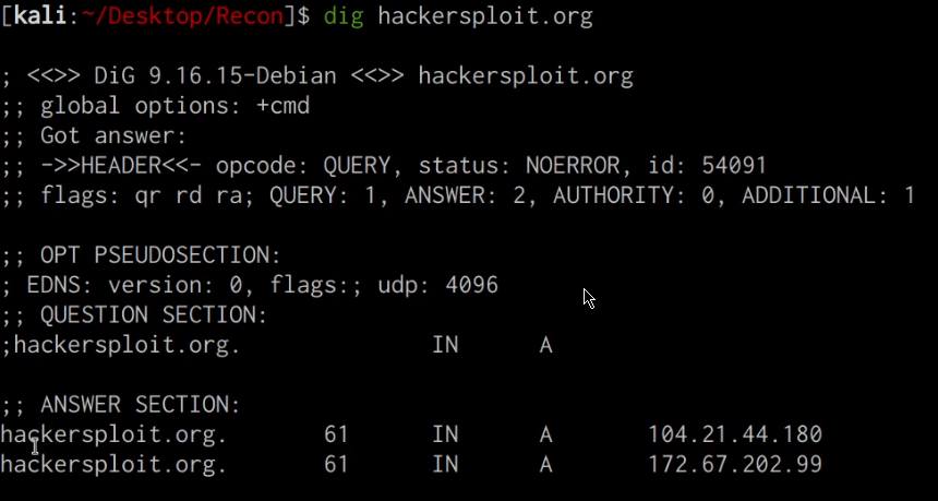 Dig utility output Dig utility output