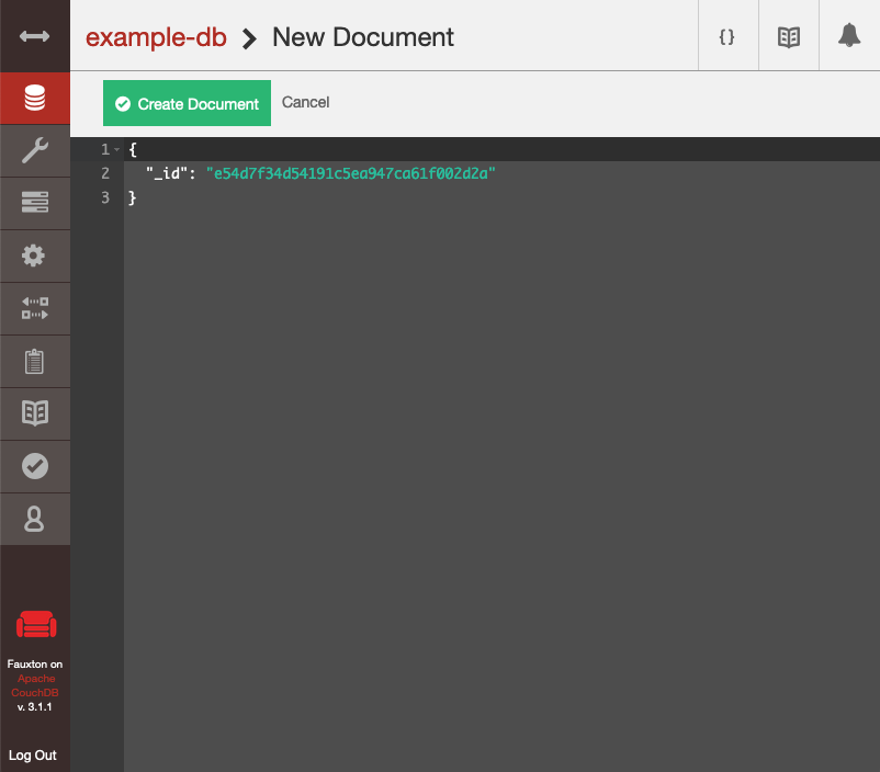 Fauxton document editor Fauxton document editor