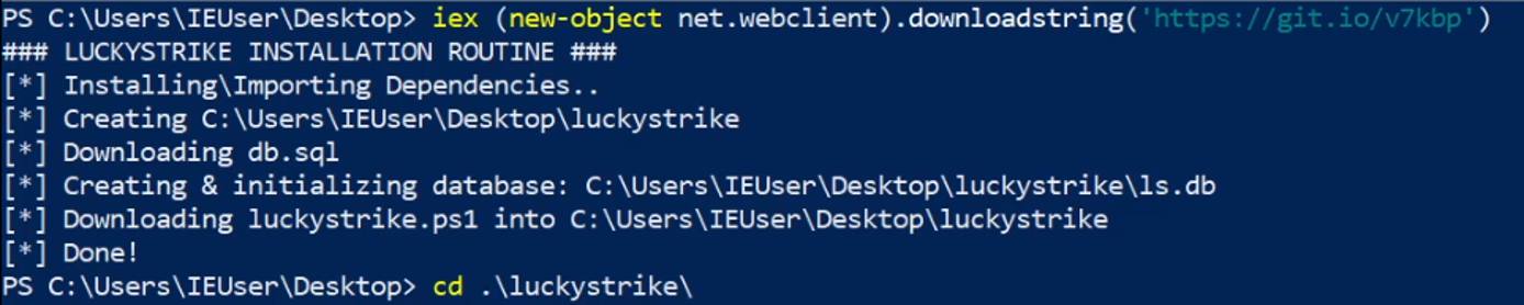 Luckystrike installation output Luckystrike installation output