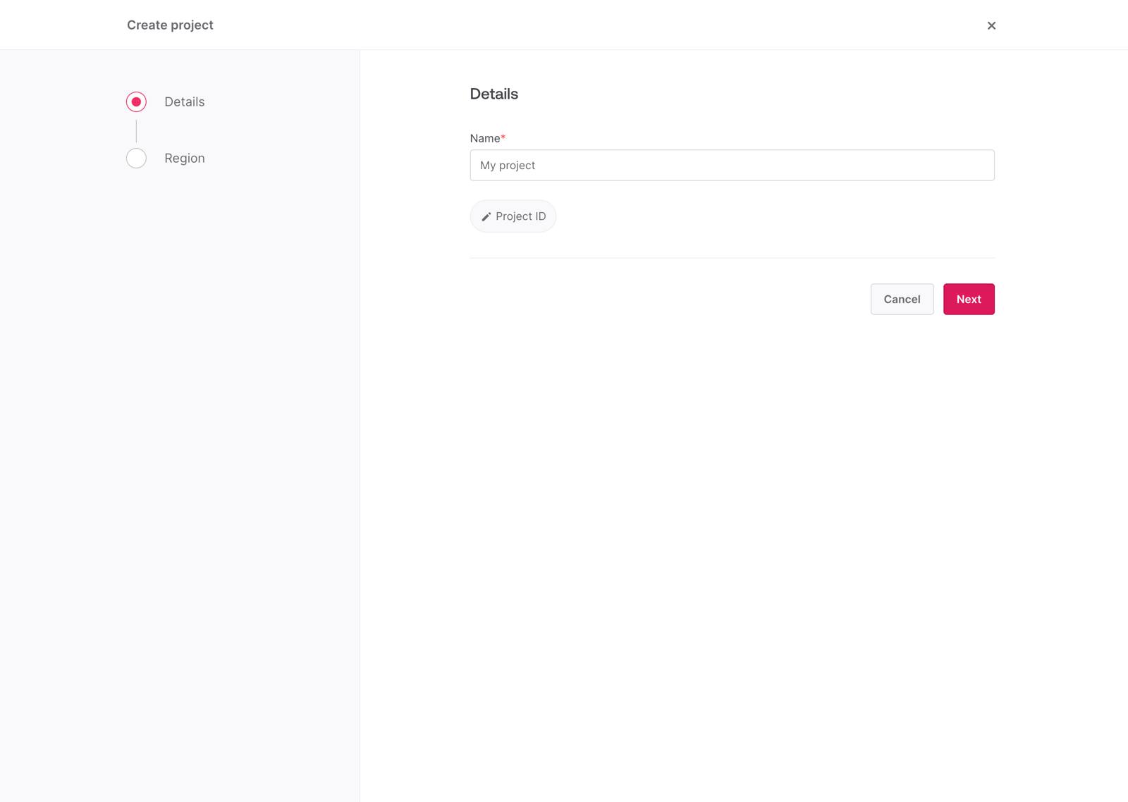 Screenshot of the Appwrite Create Project page Screenshot of the Appwrite Create Project page