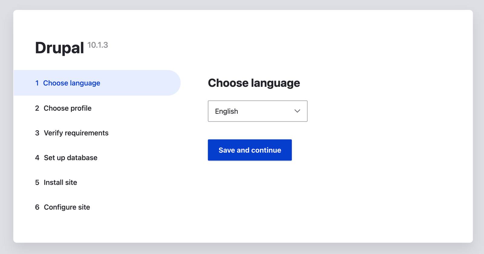 Screenshot of the Drupal installation screen Screenshot of the Drupal installation screen