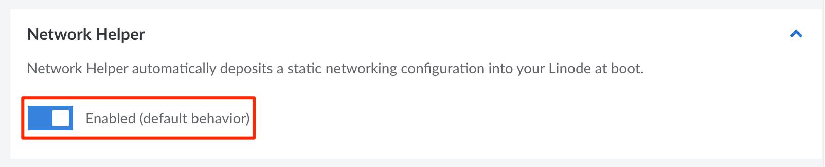 Screenshot of the global Network Helper setting Screenshot of the global Network Helper setting