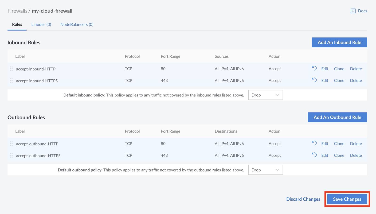 Apply your changes to the Firewall. Apply your changes to the Firewall.